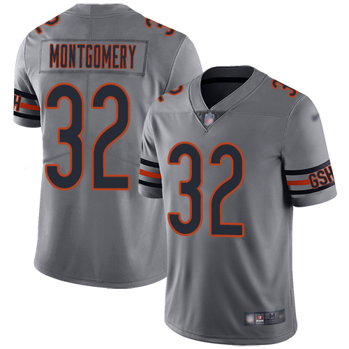 Chicago Bears Limited Silver Men David Montgomery Jersey NFL Football #32 Inverted Legend->youth nfl jersey->Youth Jersey